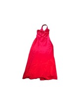 New Davids Bridal Red Dress Halter Full Beaded Back Floral Size 8 Prom W/Shawl