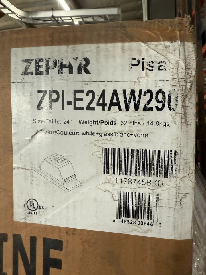 Zephyr ZPI-E24AW290 24" White Trim Under-Cabinet Range Hood – New In Box - Image 3 of 3