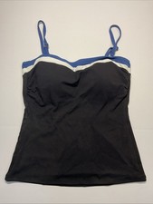 Tommy Bahama Island Cays Bandeau Tankini Top Women Small Black Colorblock CEB929