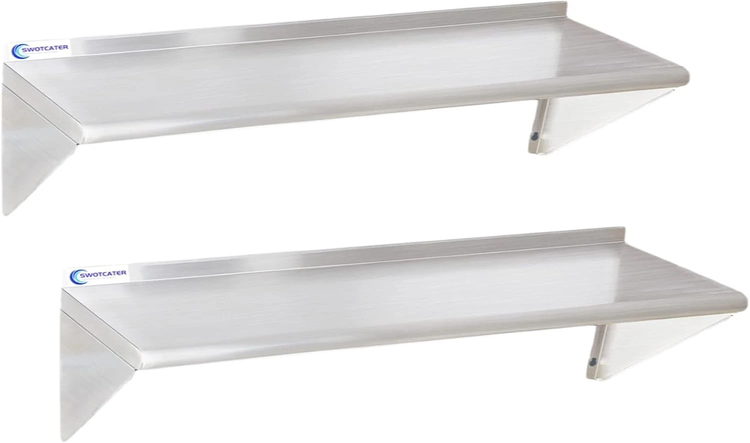2-Pack Stainless Steel Wall-Mounted Shelving 12x48" 320lb Max