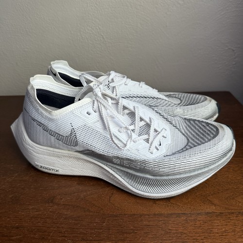 Nike ZoomX Vaporfly NEXT% 2 Shoes Womens Sz 9.5 White Silver Running CU4123-100