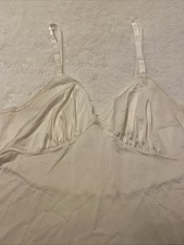 Vintage Shadowline Full Slip Womens Sz 36 MS Ivory Lace Made in USA Adjustable