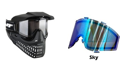 JT Paintball Proflex Mask Goggles w/ 2 Lenses - Black - Clear & SKy