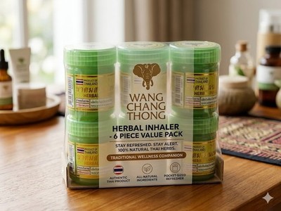 Wang Chang Thong Thai Herbal Inhaler - 100% Natural Traditional Remedy (Pack of