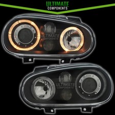 VW Golf Mk4 Estate 1998-2004 Projector Black Halo Angel Eyes Rings Headlights