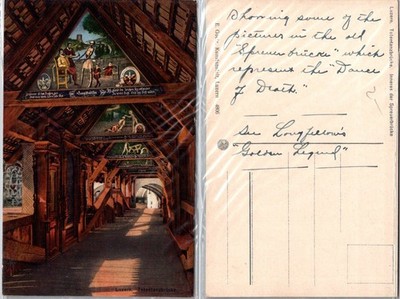 Luzern Totentanzbrucke Spreuerbrucke Interior Vintage Postcard Unposted Color