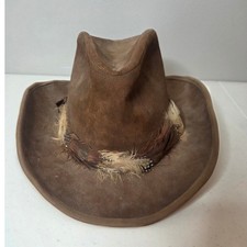 Stetson 'The Gun Club' Feathered Hatband Felt Western Fedora Hat Brown Size 7