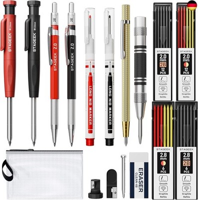 STAGEEK 17er-Set Mechanischer Zimmermannsbleistifte,Automatischem Körner, 