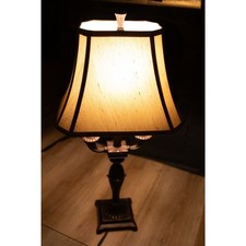 Authentic Dale Tiffany Bronze Table Lamp w/ Silk Shade  Original Finial