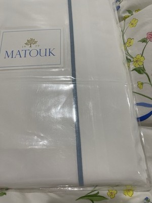 $450 Matouk Italy New 1pc Queen Flat Sheet Bergamo Giza-87 Percale White LAST