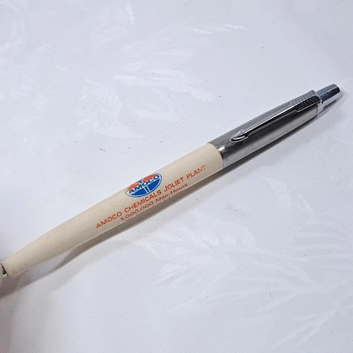 Amoco Chemicals Joliet Plant Parker pen logo clicker ballpoint gas Vintage