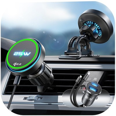 LISEN for Qi2.2 25W MagSafe Car Mount Charger，[Top Spec with Cooling Fan＆95W Fas