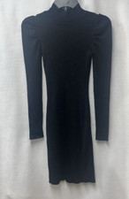 FASHION NOVA Black Long Sleeve Form Fitting Ribbed Sweater Dress Women Small S