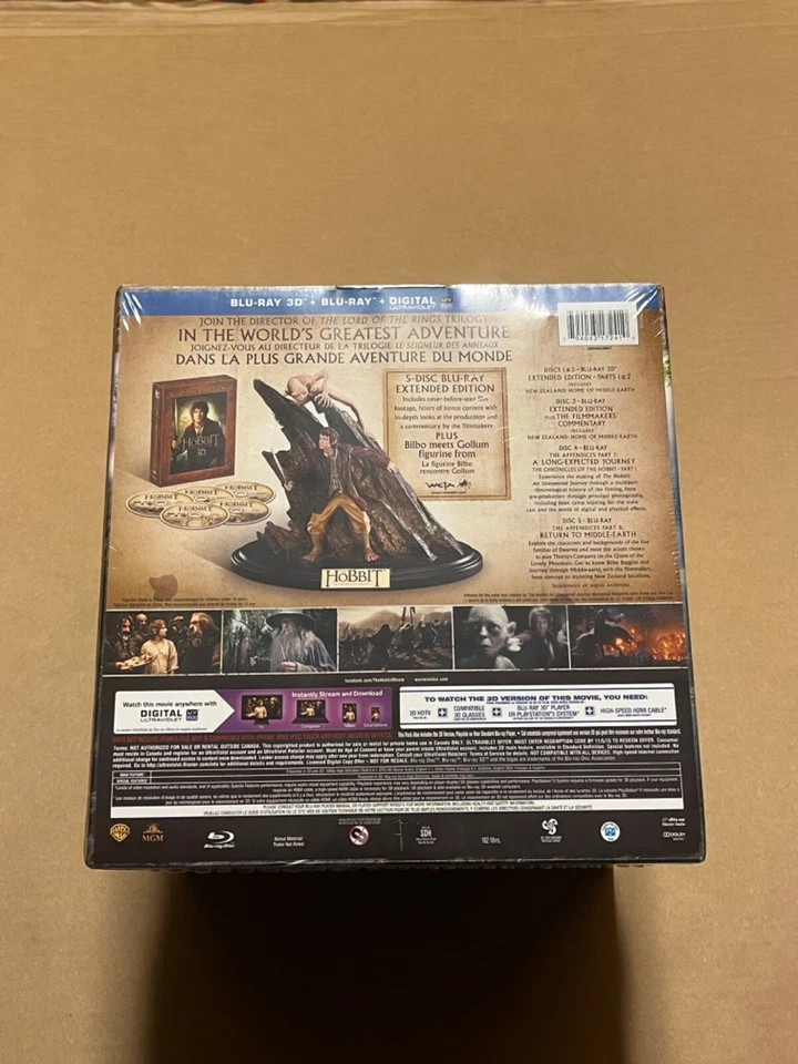 The Hobbit An Unexpected Journey Ext. Limited Edition 5 BluRay Disc Set 3D New - Image 2 of 4