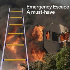 65ft Emergency Fire Escape Ladder Folding Rescue Rope Ladder W/Hook Load 300kg