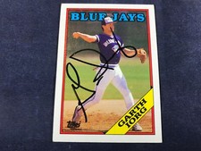 Y3-87 BASEBALL CARD - GARTH IORG BLUE JAYS - AUTOGRAPHED - 1988 TOPPS -CARD #273