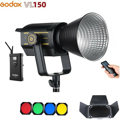 Godox VL150 LED Video Studio Light 5600K Bowens Mount with BD-04 Barndoor Kit