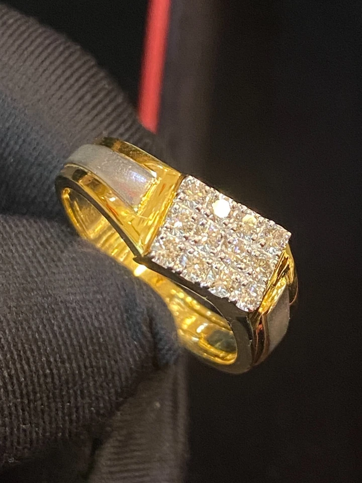 0,60 Cts Runde Brilliant Cut Diamanten Herren Hochzeit Band Ring In 585 14K Gold - Bild 1 von 4