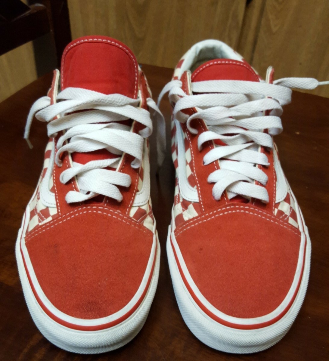 VANS Old Skool Red Checkered Canvas/Suede Lace Up Skate Shoes Mens Wmns 