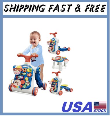 5 in 1 Baby Push Walker for Baby Boy, Activity Center Learning to Walk, Sit