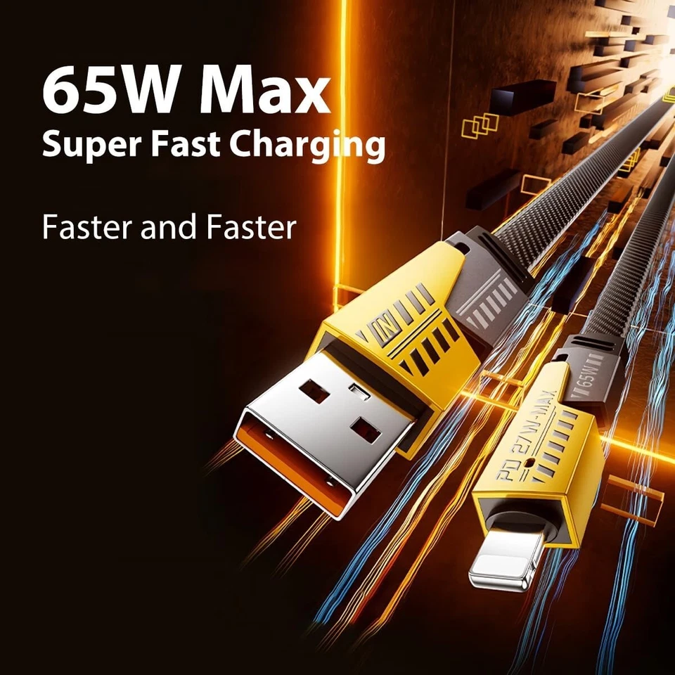 4Ft 65W 4 in 1 Multi Charging Cable Flat Braided USB C Charge Cord Data Transfer - Image 3 of 4