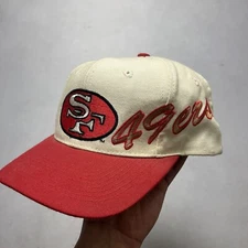 Vintage 90s San Francisco 49ers Apex One Script Wool Snapback Hat Wave