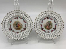 2 Reticulated/Pierced 5.5 Trinket/Tidbit Dish Victorian Couples Schumann Bavaria