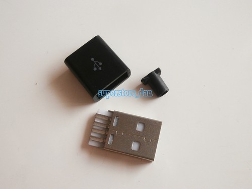 20X USB 2.0 Type-A Plug 4-pin Male Adapter Solder Connector Black Cover Square - Picture 5 of 6