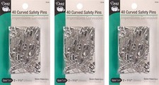 (3 Pack) Dritz Size 2 Curved Safety Pins 40 Pieces Size 2-1 1/2 (38mm)