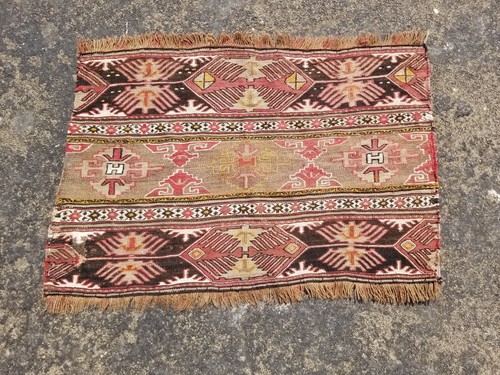 Antique Traditional Handmade Anatolian Wool Multicolor Rug 23x15 inches 