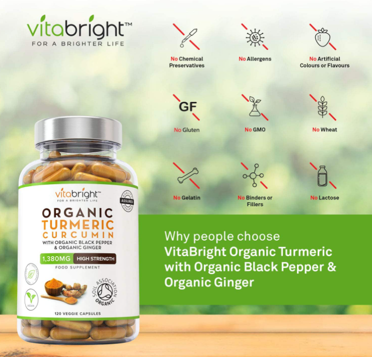 VitaBright Organic Turmeric Curcumin Black Pepper 1380mg X 120 Vegan Caps 5060542770095 eBay