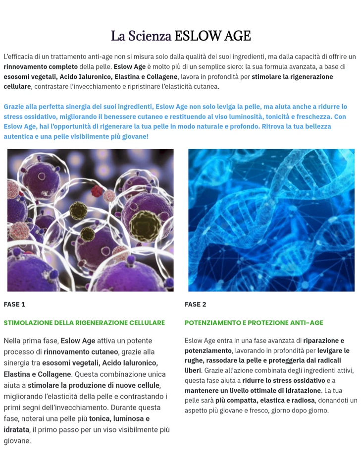 Eslow Anti-age Siero Viso Antietà Levigante Rughe con Esosomi e Acido Ialuronico - Immagine 4 di 4