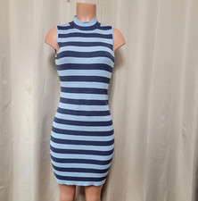 Calvin Klein Sleeveless Sweater Sheath Dress Women's Size Small Blue Striped NWT