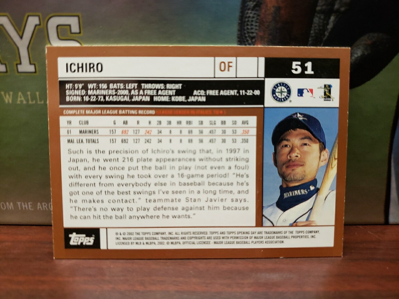 2002 Topps Opening Day - #51 Ichiro Suzuki Rookie Cup Mariners 