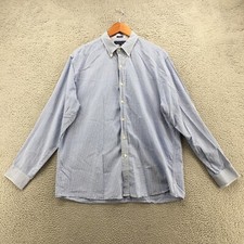 Tommy Hilfiger Long Sleeve Shirt Mens L Blue Cotton Check Slim Fit Button Down