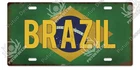 Brazil Flag Decorative License Metal Plate Vintage Travel Sign Wall Tin Plaque