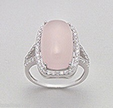 Solid Sterling Silver Pink Rose Quartz CZ Ring size 7