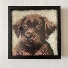 Latch Hook Rug Dog Wall Hanging Chocolate Lab Retriever Completed Vintage 13  