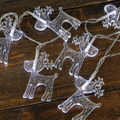 Rentier Lichterkette 10 LED Eisweiß Fun Weihnachten Design Kinderzimmer Licht 