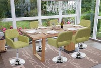 6Er-Set Esszimmerstuhl MCW-A50 III Stoff/Textil, HellgrüN Chromfuß