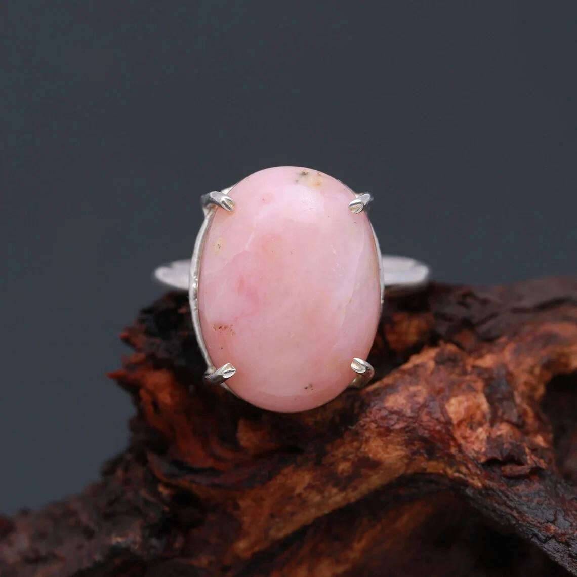 Natural Pink Opal Ring,925 Sterling Silver,Women's Ring,Handmade