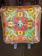 Vintage German Cigar Label Glass Ashtray - Leather Base! Cigar collector Smoking