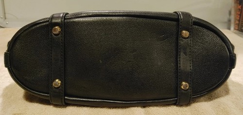 Michael Kors Bedford Belted Black Leather Gold Medium Top Zip Satchel Bag - Picture 4 of 10