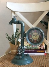 Top Hit Tischuhr TAP Wasserhahn Metall Grün Uhr Shabby Chic H30cm NEU