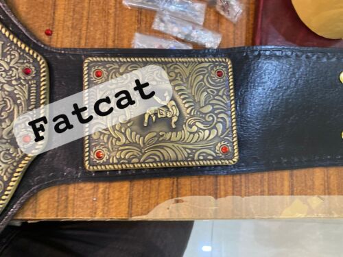 Ric Fl Antique Crumrine Big Gold Wrestling Championship Belt 6mm Tooling Leather - Picture 3 of 4