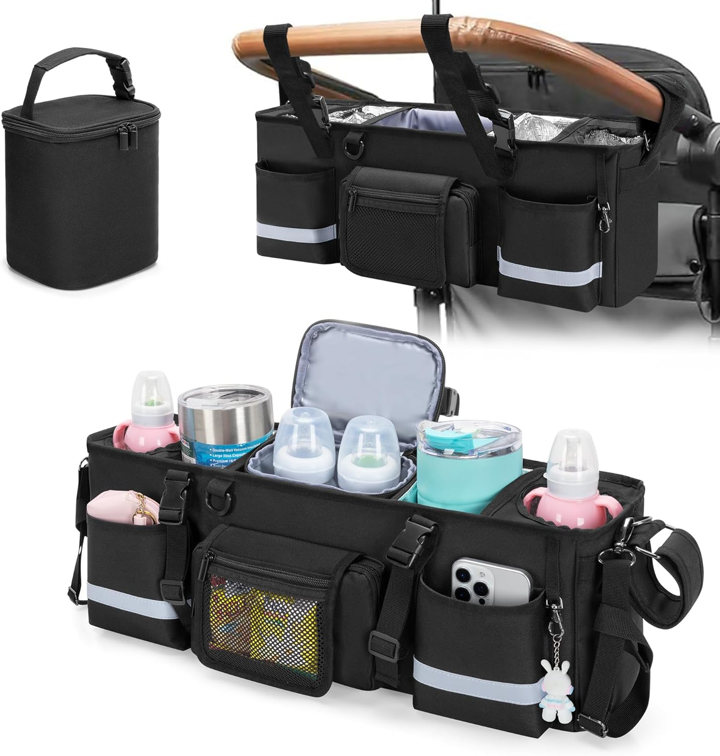 Wonderfold W4 Parent Console Organizer with Four Insulated Cup Holders-image