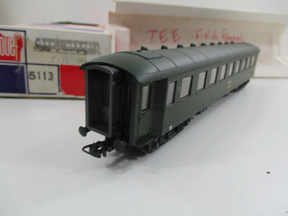 5113- WAGON 2eme classe/fourgon type B4D plastique vert  SNCF JOUET HO - Photo 2/4