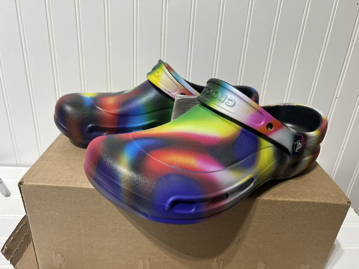 Crocs Bistro Graphic Slip Resistant Clog Neon Tie Dye Work  display picture 1