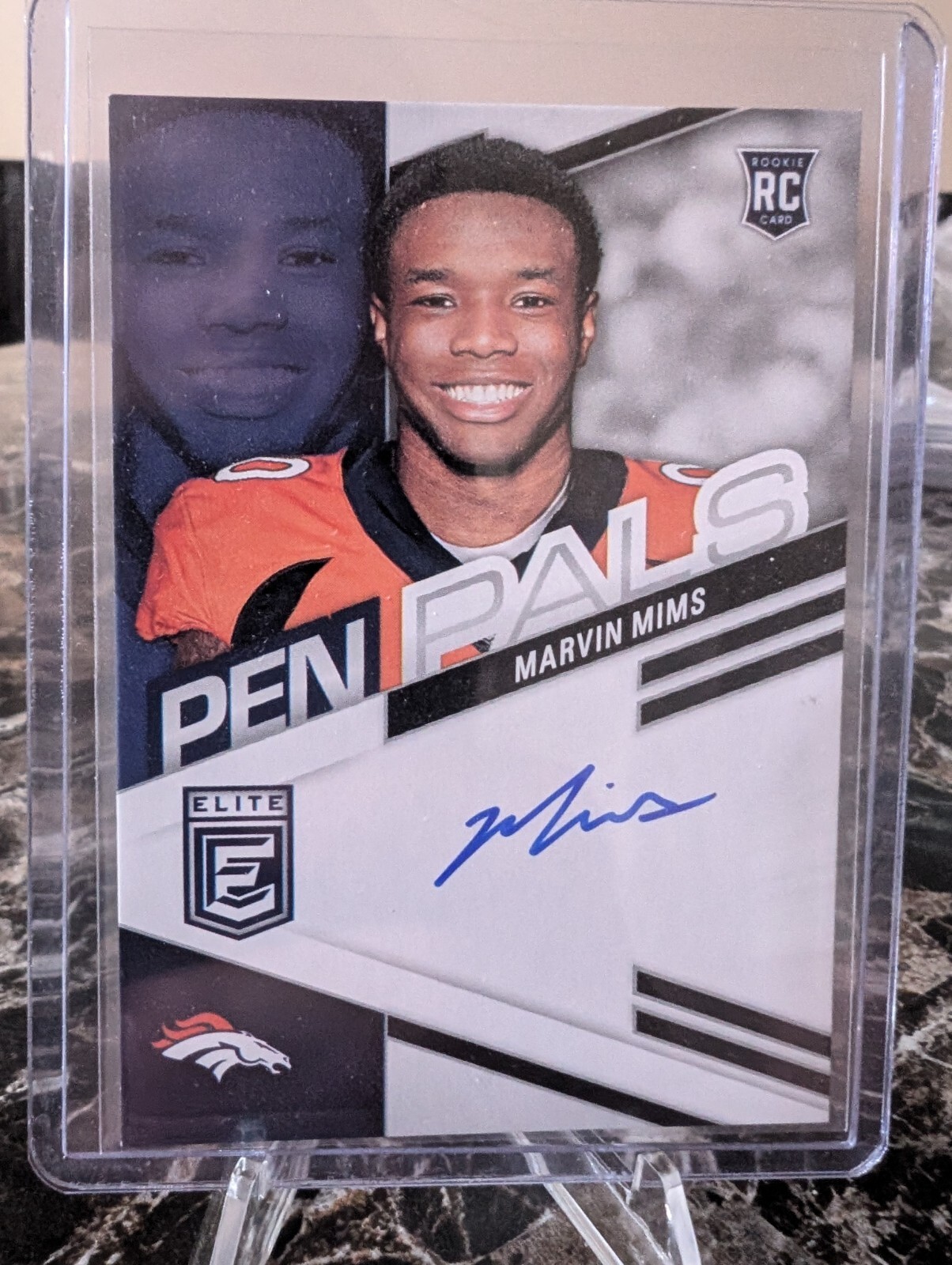 2023 Panini Donruss Elite - Pen Pals Blue Ink Marvin Mims (AU, RC)