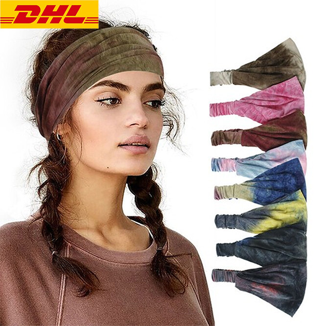 1PCS Tie-Dye Turban Headband for Women - Wide Elastic Hair Band Accessory